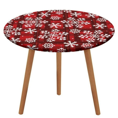 

Bybiment Round Fitted Tablecloth with Elastic Edge New Year Pattern Decorative Tablecloth Table Cover 47 Inch