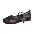 thumbnail image 2 of CHWshoes Women's Floral Lace Ballet Flats Mesh Sheer Square Toe Elegant Flat Shoes Black Size 40, 2 of 7