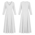 thumbnail image 6 of Women's Casual Maxi Dress Long Sleeve V Neck Dress Elegant A-Line Long Flowy Dress For Wedding Guest Cocktail Party Formal White M, 6 of 6