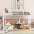 thumbnail image 2 of Bellemave Full Over Full Bunk Bed, Metal Low Bunk Beds Frame Built in Ladder, Floor Bunk Bed with Heavy Duty Slats Support, No Box Spring Required (White), 2 of 8