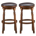 thumbnail image 4 of Costway Taburetes giratorios de bar 74 cm, taburetes de cocina con asiento giratorio a 360°, símil-cuero PU, fáciles de montar, madera de goma natural y resistente, diseño retro, reposapiés cómodo, 4 of 4