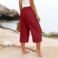 thumbnail image 5 of Fmbrln Womens Capri Pants Elastic Waisted Fashion Casual Solid Color Summer Pants Wide Leg Stretch Cropped Pants, 5 of 7