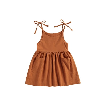 

Fanvereka Summer Casual Sleeveless Solid Color Tie Up Dress with Pocket