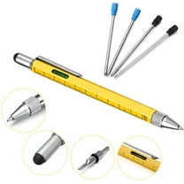 Tech Tool Pen 6-in-1 - Ruler, Level, Stylus, Screwdriver, Yellow