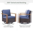 thumbnail image 5 of PARKWELL Classic Swivel Glider Chair Set of 2, Patio Cushioned Lounge Swivel Rocker Arm Chair for Balcony Yard,Brown Wicker and Navy Cushions, 5 of 8