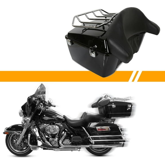 KOJEM Tour Pack Trunk Luggage for Harley Road King Electra Glide 1997-2008 W/Top Rack