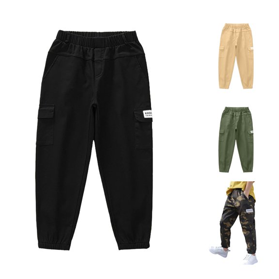 HCYSFG Boys Cargo Pants Gradient Slim Fit Loose Active Joggers Solid Color Casual Trousers Lightweight Athletic Track Slacks 3-13 Years
