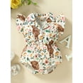 thumbnail image 2 of Coduop Baby Girls Romper,Fly Sleeve Turn-down Collar Button Closure Cactus Cow Print Bodysuit, 2 of 9