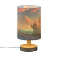 thumbnail image 2 of Boat Ship Sea Table Lamp USB Bedside Desk Nightstand Lamp Printed Gifts Small Lamp Wood Base for Bedroom Living Room Kids Room College Dorm, 2 of 7