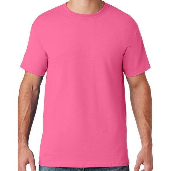 Mens Moisture-Wicking Cotton/Poly T-shirt, 3XL Neon Pink