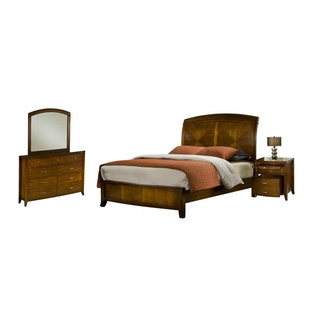 Viven 4pc E King Bed Nightstand Dresser Mirror Set In Mahogany Spice Com Viven 4pc E King Bed Nightstand, Mahogany King Size Bedroom Sets
