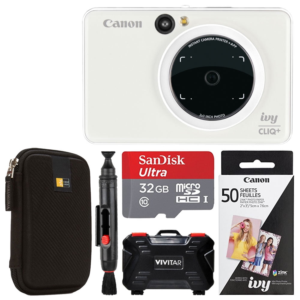 Canon Ivy CLIQ + Instant Camera Printer (Pearl White) + Photo Paper