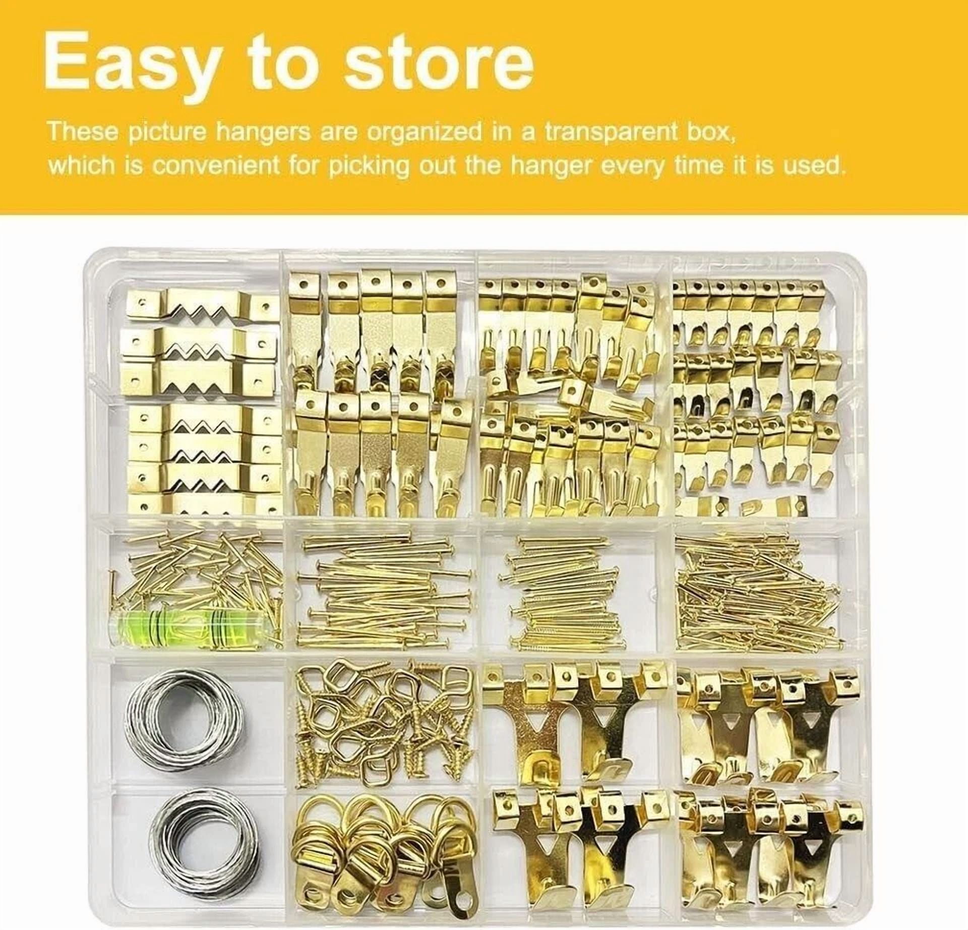 330Pcs Picture Hangers, Picture Hanging Kit, Picture Hanging Hooks Holds 10-75Lb