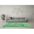 thumbnail image 3 of Ahgly Company Machine Washable Indoor Square Abstract Turquoise Blue Contemporary Area Rugs, 7' Square, 3 of 4