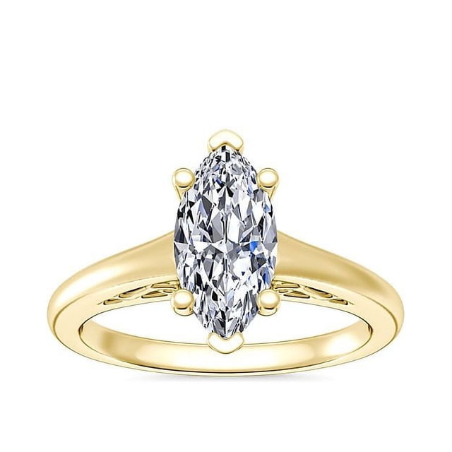 1.00 Carat Excellent Marquise Cut Natural Diamond Unique Solitaire Ring for Engagement Solid 14K Yellow Gold Size 8.5