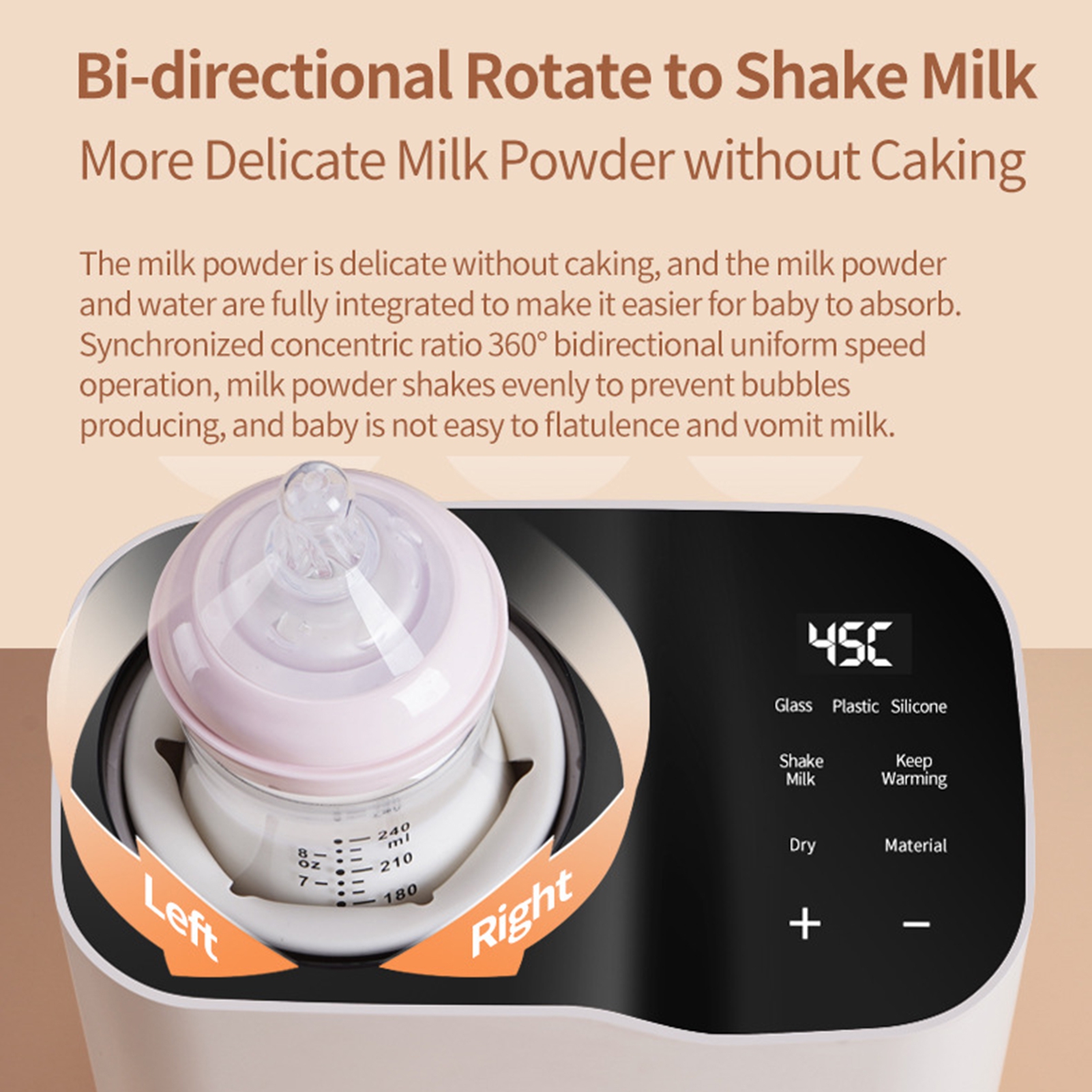 Plenkra Milk Warmer with Thermostatic Feeding Waterless Heating Rotary Heating Easy to Use Universal Baby Bottle Warmer for Safe Heating