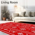 thumbnail image 2 of ODIKA 6' x 9' Machine Washable Non-Slip Area Rug, Christmas snowflake High Traffic Rug, Red, 611213, 2 of 7
