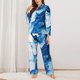 thumbnail image 2 of Balery Blue White Fluid Art Conjunto de Pijama con Estampado para Mujer, Conjunto de Dos Piezas con Manga Larga, Ropa de Dormir Suave con Bolsillos, Pijamas Cómodos-XX-Large, 2 of 7