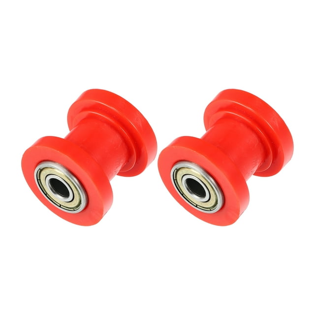 Unique Bargains 2 Pcs 8mm Chaîne d'Entraînement Poulie de Réglage de la Chaîne Tenseur de Roue en Caoutchouc pour Moto ATVs Rouge