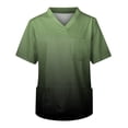 thumbnail image 3 of Domuza Scrub Tops Men Tie-Dye Gradient Short Sleeve V Neck Working Uniform Loose Fit Soft Comfy Medical Scrub Tops with 3 Pockets Green XL, 3 of 4