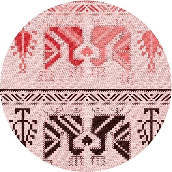 Ahgly Company Machine Washable Indoor Round Transitional Red Area Rugs, 5' Round