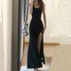 thumbnail image 1 of Vestido Rimocy sexy con tirantes finos y abertura alta para mujer, vestido negro ajustado de verano 2024, vestido largo de fiesta sin mangas para mujer, 1 of 6