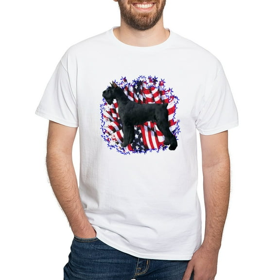 CafePress - Giant Schnauzer Patriot White T Shirt - Men's White Classic Cotton T-Shirts