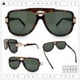 thumbnail image 2 of Classic 80s Rapper Mid Temple Flat Top Bridge Thick Plastic Racer Sunglasses Tortoise - Green, 2 of 8