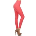 thumbnail image 3 of Women Fleece Lined Leggings Solid High Waist Strechy Leggings Athleisure Pants - Coral, 3 of 6