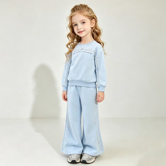 HAYIMI Girls Soft My First Cozy Crewneck Sweatshirt And Pants For Kids Adorable Two Piece Outfit Sets For Everyday Comfort And Stylish Clothes Sets