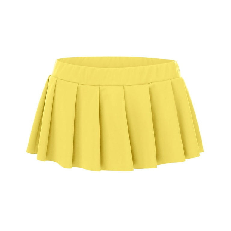 Fsqjgq Skirts for Women Preppy Cute Skirts for Women Entertainment Yoga Sport Fashion Club Low Waisted Mini Skirt Yellow S