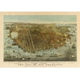 thumbnail image 2 of Parsons, Charles 24x18 Gold Ornate Wood Framed with Double Matting Museum Art Print Titled - San Francisco Birds Eye View, 1878, 2 of 4