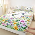 thumbnail image 3 of Castle Fairy Boys Girls Floral Hummingbird Twin Sheet Sets,Spring Garden Bedding, 3 of 7