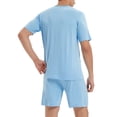 thumbnail image 6 of MoFiz Pjs Men's Solid Bamboo Pajamas Set Short Sleeve V-Neck Top and Shorts with Pockets Loungewear 2-Piece for Men, 6 of 9