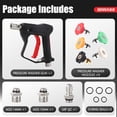 thumbnail image 2 of Short Pressure Washer Gun, 4350 PSI Power Washer Trigger Gun with 1/4" Quick Connect, 3/8" Male Plug, M22-14mm & 15mm Fittings, Compatible with Foam Cannon, 2 of 8