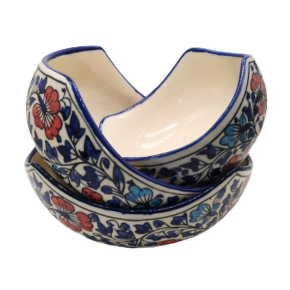 India Meets India Multi color Ceramic Serving Bowls Set of 3 Fruit Salad Cereals Desserts Pasta Tikka Snacks Bowls 10, 16 and 23 Oz Indian Handicraft