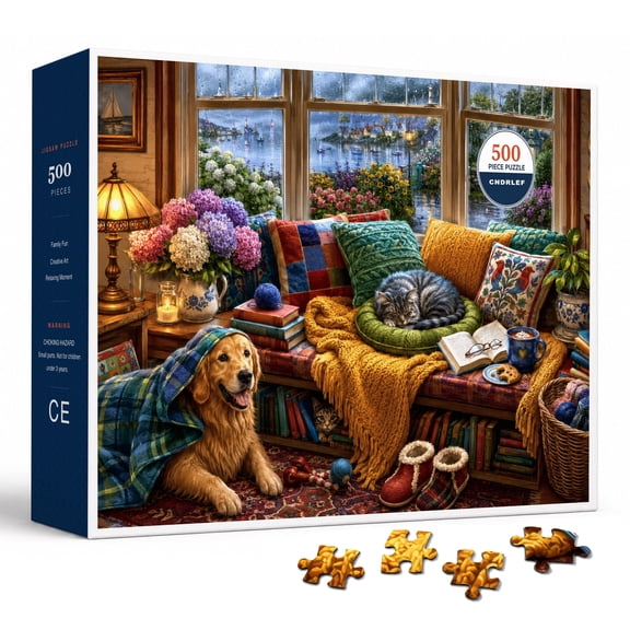 Rainy Harbor Nook 500 Pieces Puzzle for Adults