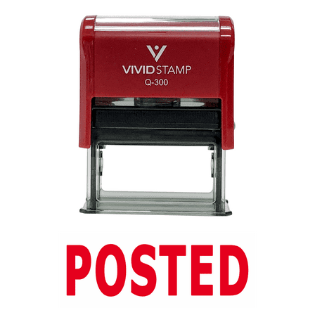 Vivid Stamp Posted Self Inking Rubber Stamp (Red Ink) - Large