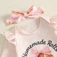 thumbnail image 6 of Cjfdfy Newborn Baby Girl Thanksgiving Outfit Print Long Sleeve Romper Flare Pants And Headband Three-piece Set Funny Homemade Rolls Fall Winter Clothes, 6 of 9