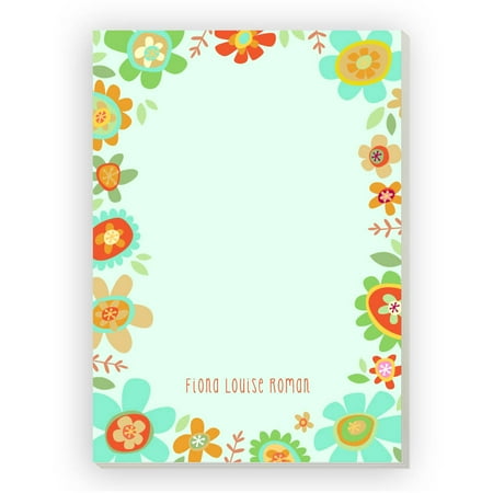 Green Notepad Set - Bright Floral Personalized Notepad