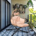 thumbnail image 2 of FKS LIFE Hanging Egg Chair with Stand and Leg Rest Indoor Outdoor Swing Egg Chair Hammock Chair Porch Balcony Garden Patio, 2 of 10