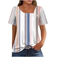 thumbnail image 5 of Youyipin womens tops Petal Sleeve Summer Trendy T Shirt Casual Loose Square Neck Button Blouse Tees short sleeve shirts for women, 5 of 6