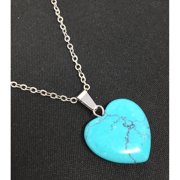 BEDAZZLED BIJOU Sterling Silver Natural Turquoise Heart Pendant Necklace