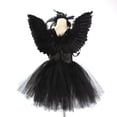 thumbnail image 5 of Halloween Dress for Girls Kids Black Tulle Witch Gown Angel Wings Set Carnival Performance Dress Up 8-9 Years, 5 of 6