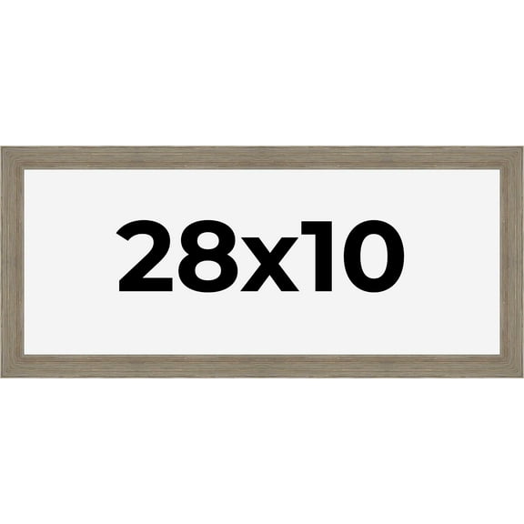 28x10 Frame Gray Barnwood Rustic Solid Wood Picture Frame | 1.5 Inch Moulding Width | Includes UV