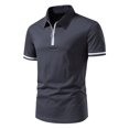 thumbnail image 1 of Dvkptbk T-Shirt Homme Décontracté Ajusté Patchwork Manches Courtes Col Rabattu, 1 of 8