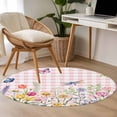 thumbnail image 4 of Wildflowers Round Area Rug 3Ft Washable Small Circle Rugs for Kitchen Entryway, Spring Watercolor Tulip Floral Leaf Pink Plaid Non-Slip Carpet Floor Mats Indoor Outdoor Carpet Runner Home Decor, 4 of 8