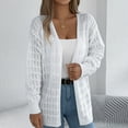 thumbnail image 5 of Crochet Knit Sweater Cardigans for Women Trendy Casual Fall Knitwear Open Front Long Sleeve Blouses Jackets (XL, White), 5 of 8