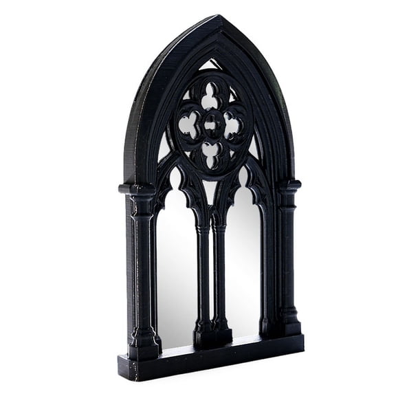 LITINKIMI Black Arched Wall Mirror with Window Pane Design, Decorative Home Mirror for Living Room and Bedroom