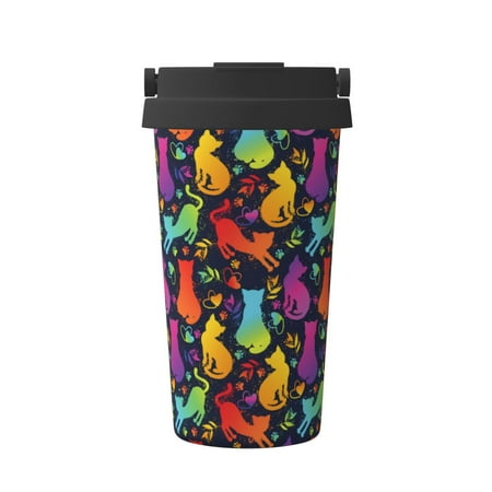 

Zeuib Colorful Cats Print Stainless Steel Vacuum Insulated Coffee Travel Mug Insulated Coffee Mug Travel Mug with Lid Thermal Cup for Outdoor
